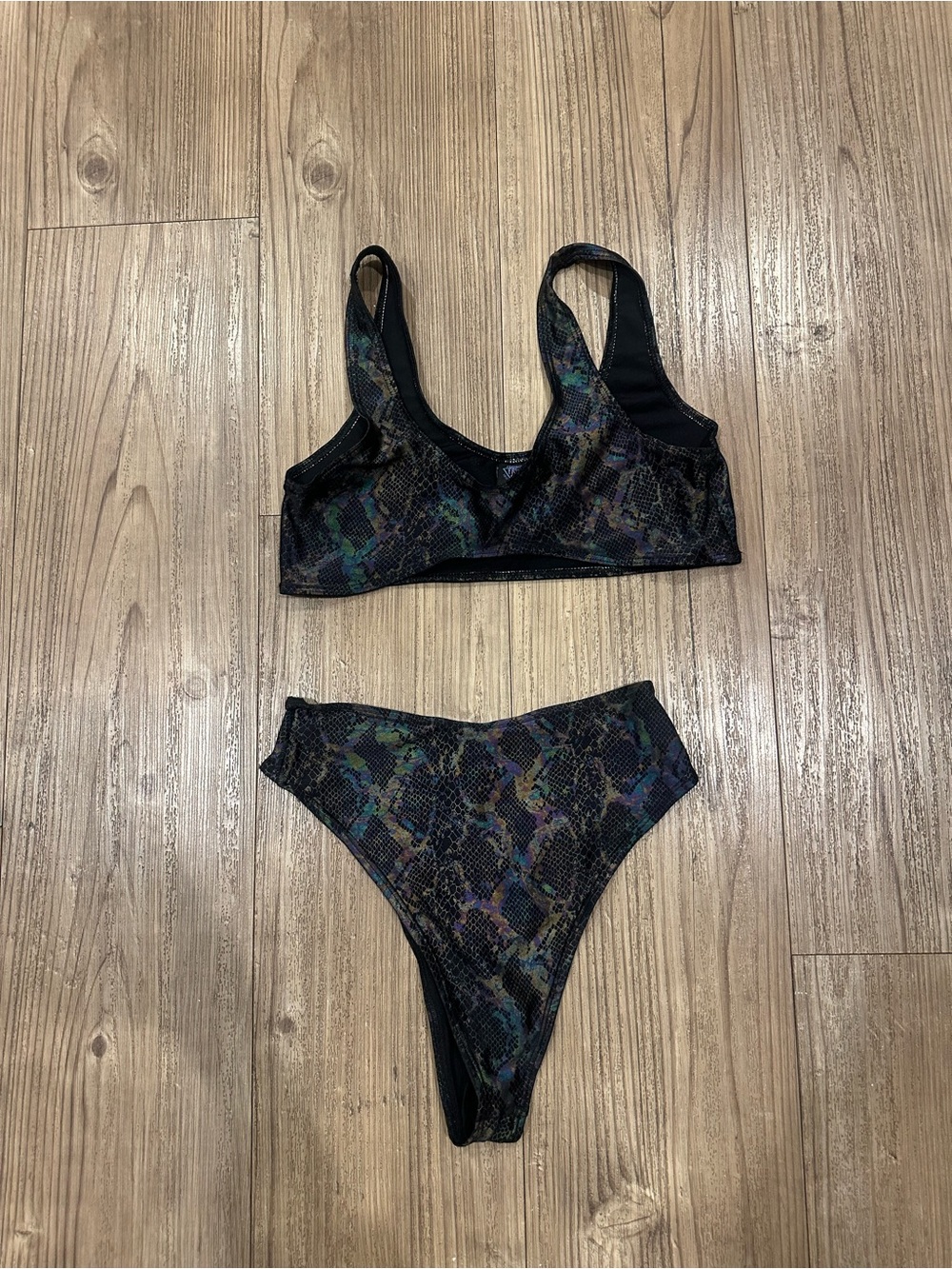 Black Iridescent Animal-Print Rave Set - Women Intimates & Bikinis